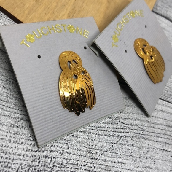 Tocuhstone Dog Designs Jewelry Long Hair Fluffy Dog Tac Pin - Picture 2 of 4